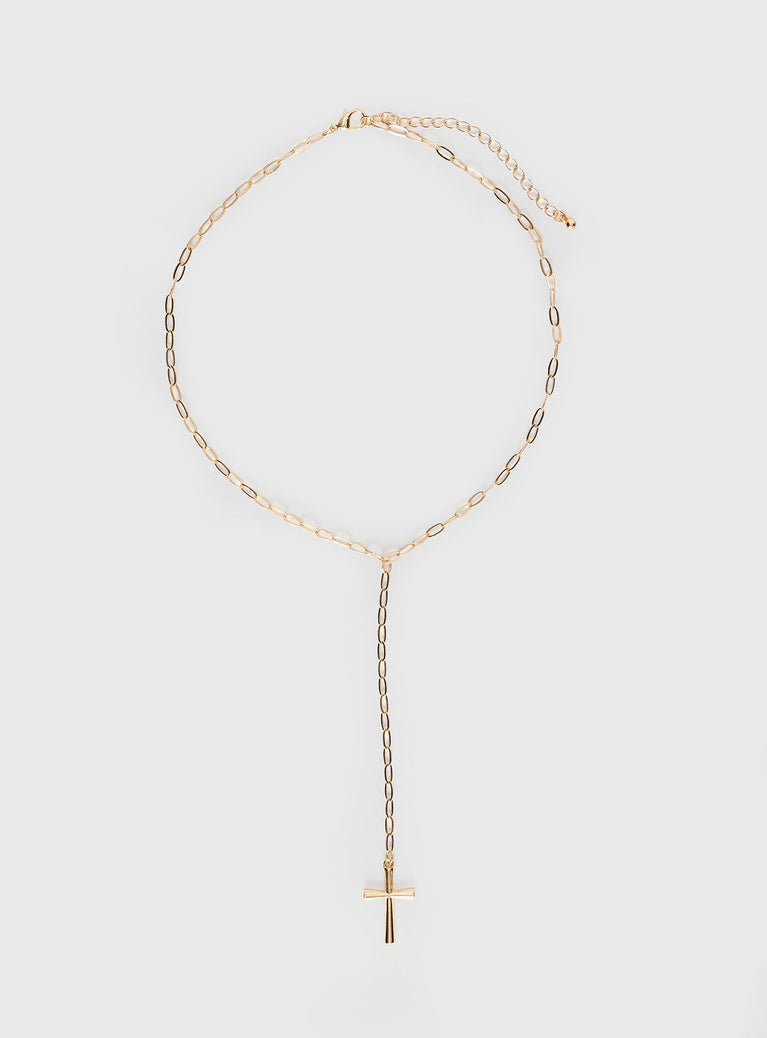 Gold-toned necklace Drop charm, lobster clasp fastening