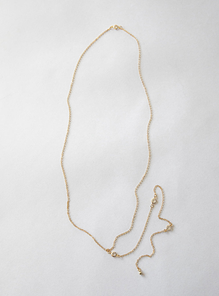 Necklace Dainty chain Gold-toned Diamante detail