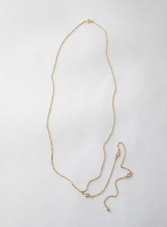 Necklace Dainty chain Gold-toned Diamante detail