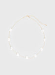 Gold-toned necklace Thin chain, pearl detail, lobster clasp fastening
