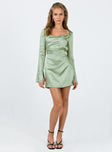 Princess Polly Cowl Neck  Maia Long Sleeve Mini Dress Green