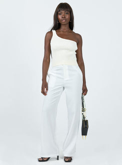 Pants Hook & zip front fastening  Elasticated waistband  Twin hip pockets  Faux back pockets  Slit at hem Straight leg 