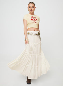    Graphic print baby tee, cap sleeves Slight stretch, unlined 