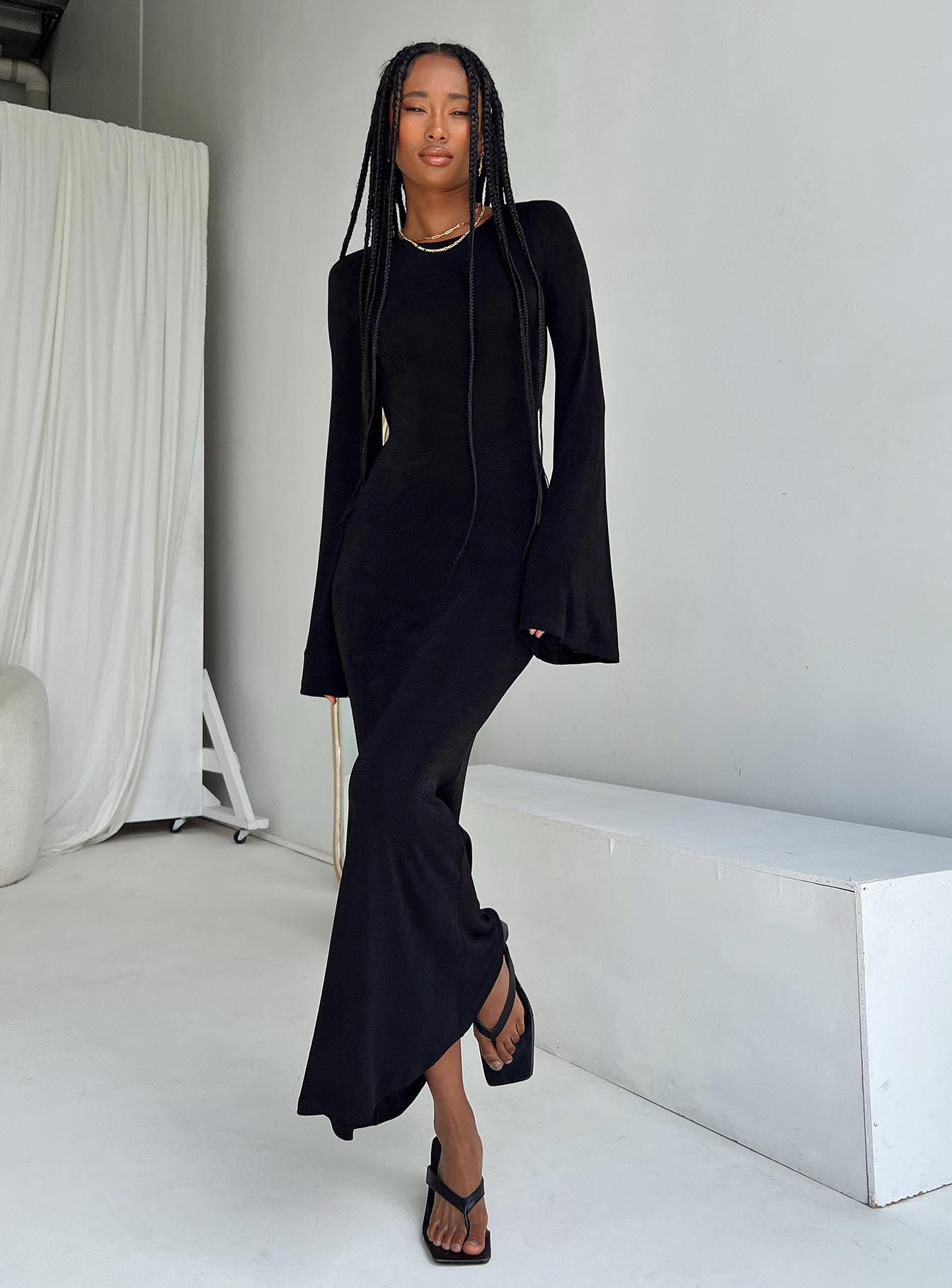 Shop Formal Dress - Amersham Long Sleeve Maxi Dress Black fifth image