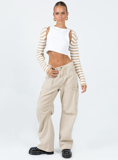 Bolero Slim fitting  Princess Polly Exclusive 52% acrylic 28% nylon 20% polyester  Knit material  Striped print Long sleeves 