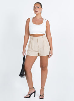 Seize The Day Shorts Beige Princess Polly high-rise 