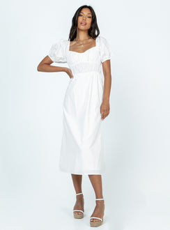 Maxi dress Puff sleeves Elasticated design  Partially lined 
