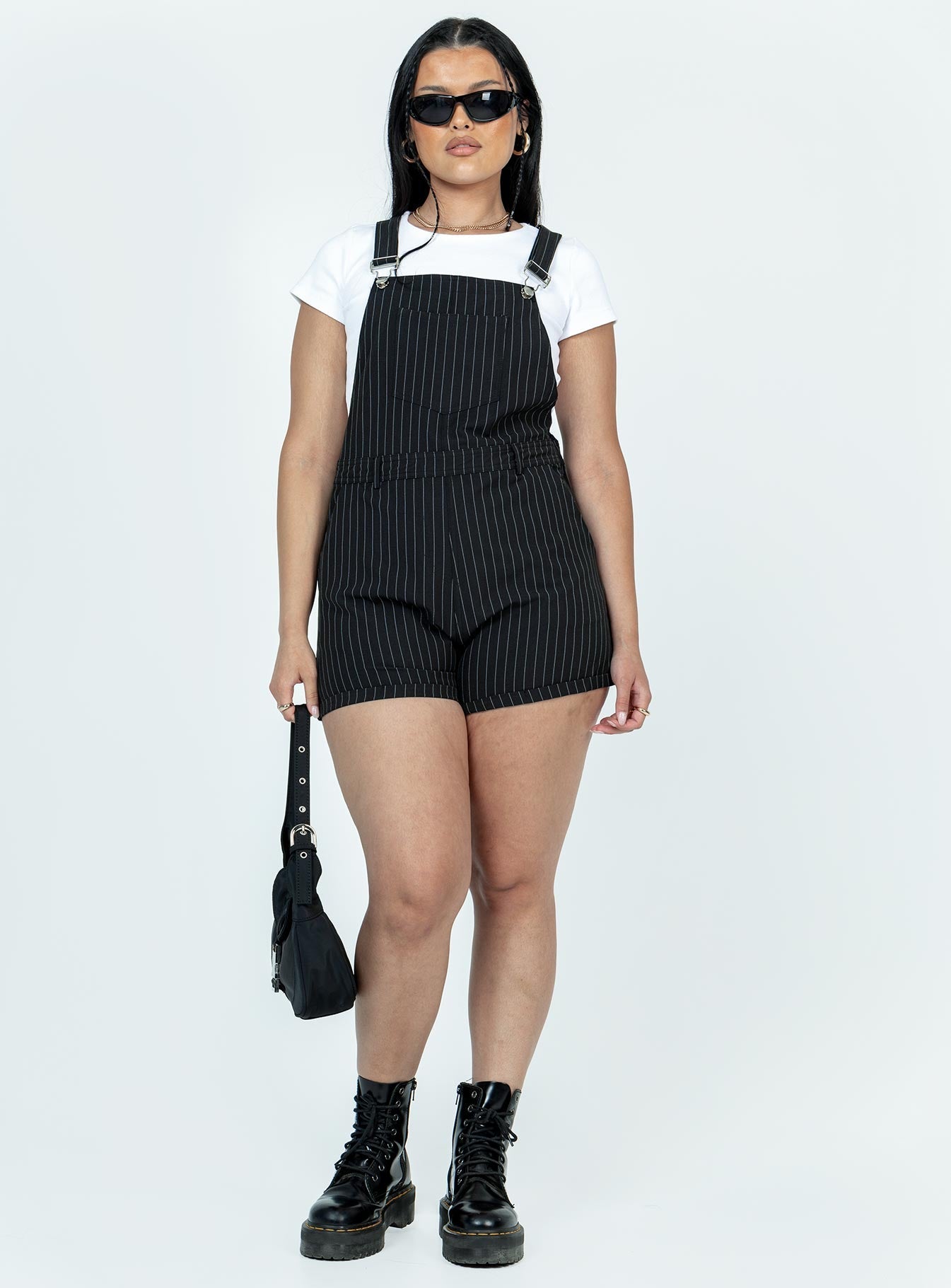 The Glades Overalls Black Pinstripe