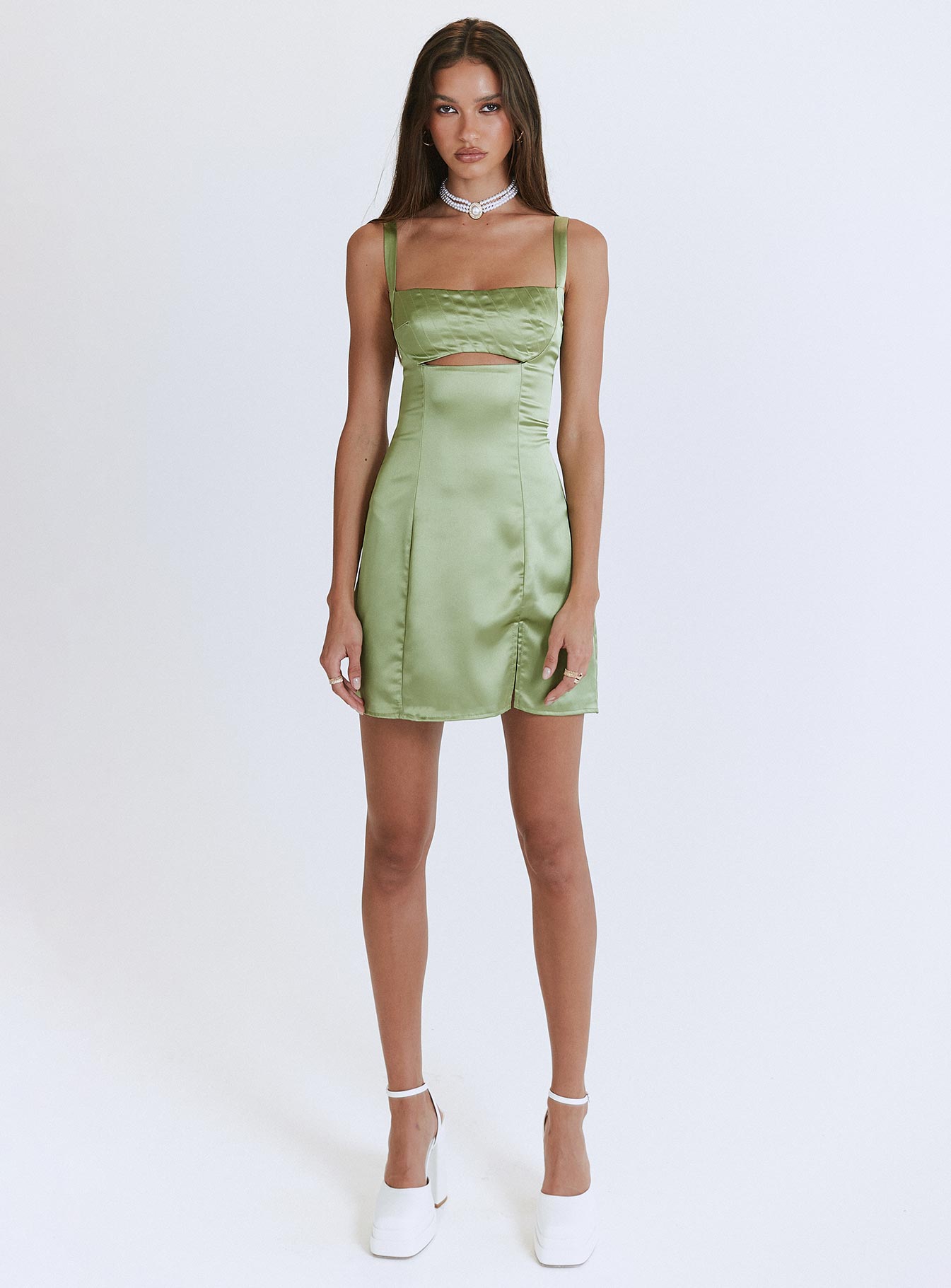 Shop Formal Dress - Matcha Mini Dress Green fifth image