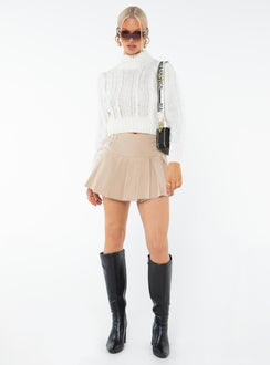 Cable knit cropped sweater Mock neck