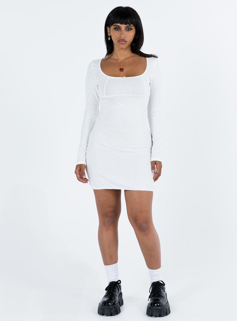 Millard Long Sleeve Mini Dress White