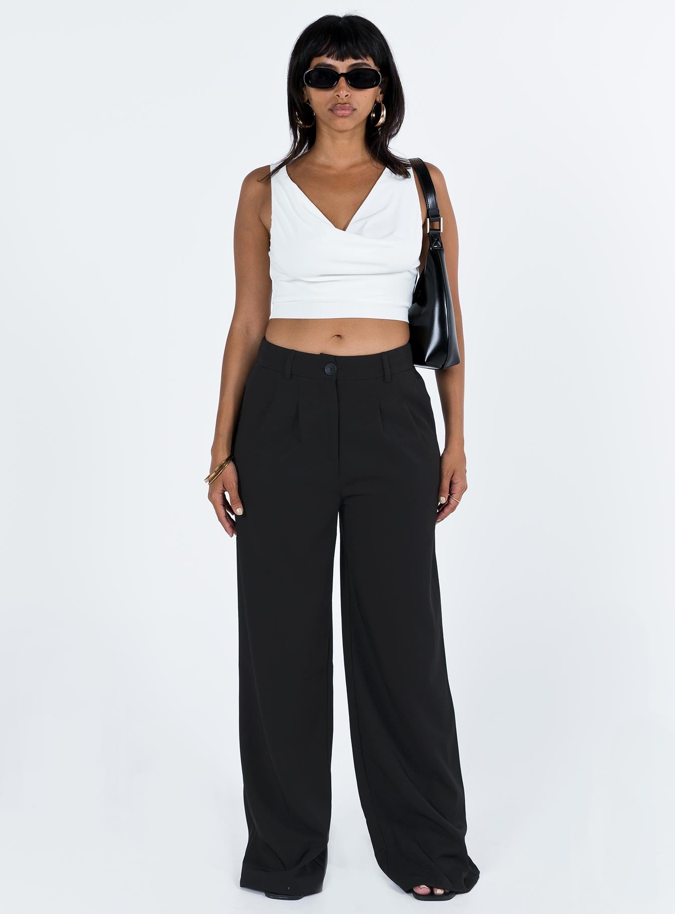 White top Cowl neckline Good stretch Fully lined 