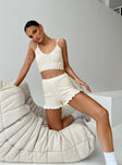 Beeby Knit Shorts Cream Princess Polly mid-rise 