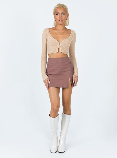 Ava Knit Cardigan Light Brown