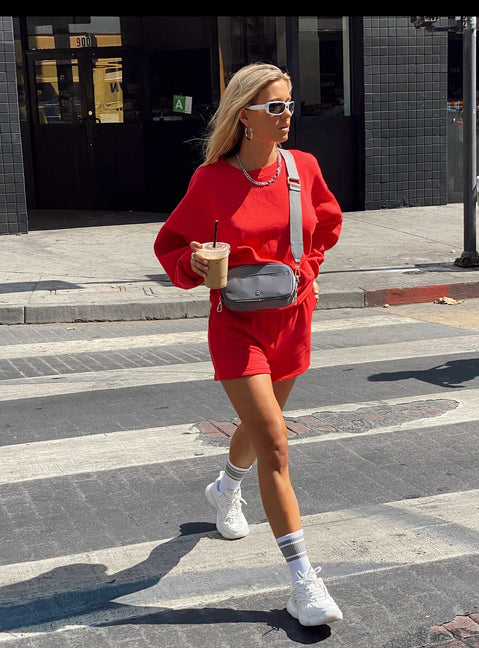 Sweater Crew neckline Drop shoulder Ribbed cuffs & waistband 