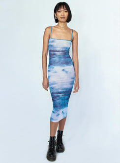 Princess Polly   Charmed Midi Dress Blue Moonlight