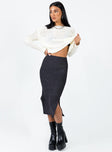 Midi skirt Soft knit material  Elasticated waistband  Side slits 
