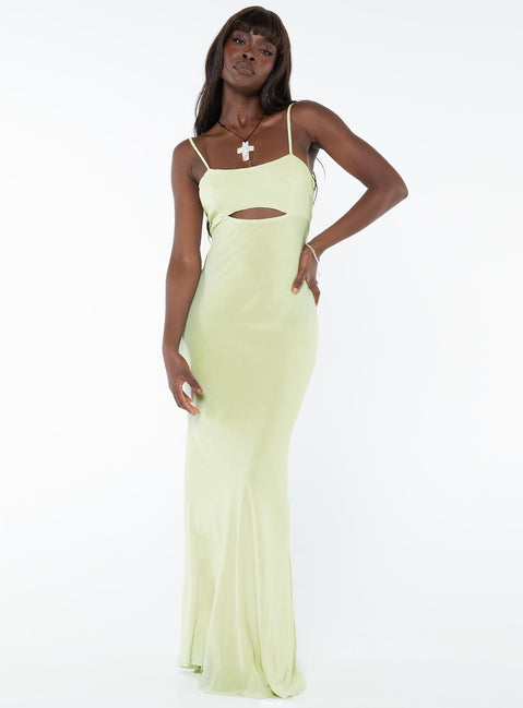 Maxi dress Adjustable shoulder straps, invisible zip fastening at side, cut out under bust Non-stretch, lined bust