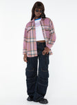 Plaid shacket Classic collar, button fastening at front, faux chest pockets, single button cuff