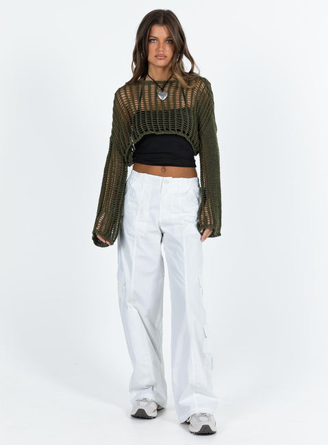 The Kennedy Cropped Sweater Olive Princess Polly  Cropped 