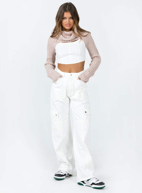 Bolero Ribbed knit material Turtle neck Cropped back