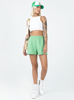 100% cotton track shorts Elasticated waist  Twin hip pockets  Unlined 