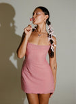 Princess Polly Square Neck  Celena Mini Dress Dusty Pink / Floral