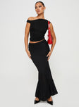 Bias cut maxi skirt, mid-rise, textured material Thin elasticated waistband, frill hem Good stretch, fully lined 