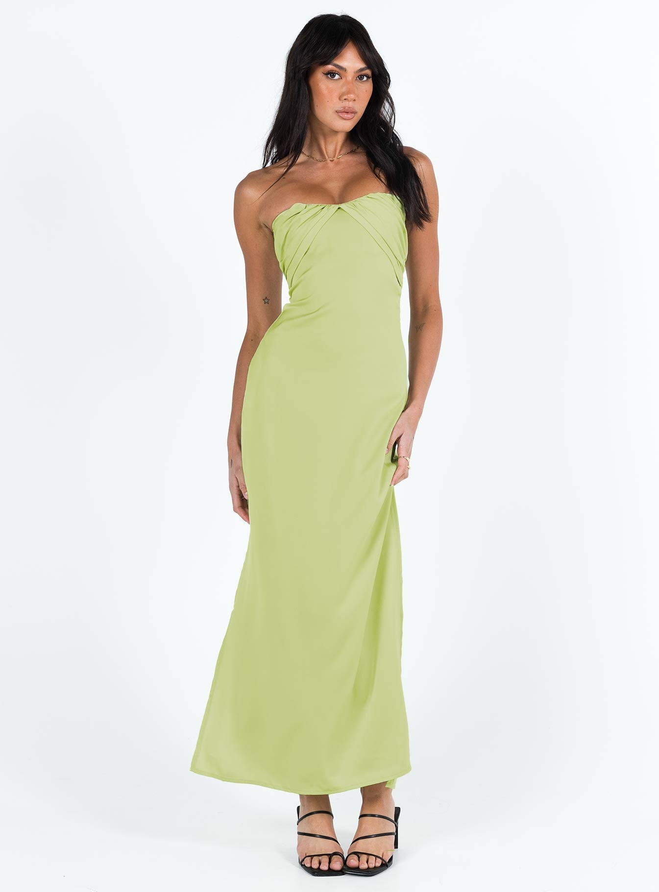 Shop Formal Dress - Irena Strapless Maxi Green sixth image