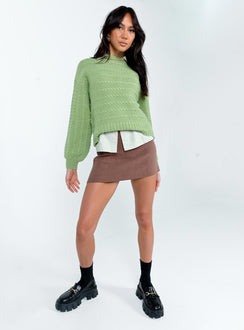 Green sweater Knit material  Mock neck 