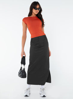 Backless top, slim fitting, high neckline Good stretch, unlined