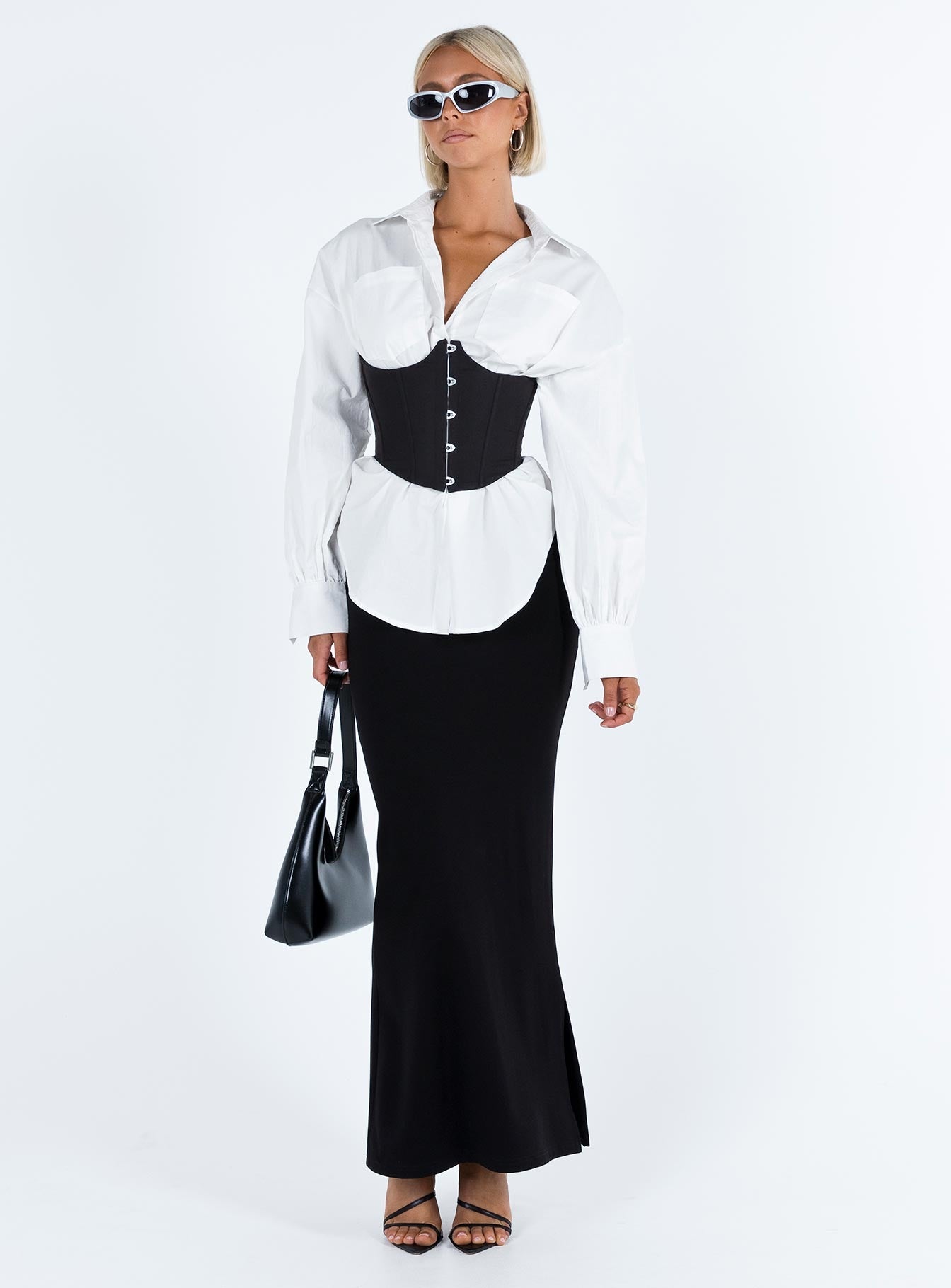 Corset Wired cups Cut out bust Metal fastening closure Boning through bodice Non stretch Fully lined 