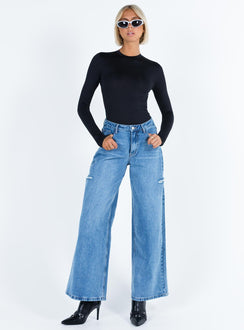 Black long sleeve bodysuit High neck Cut out at back High cut leg Cheeky style bottom Press clip fastening  Good stretch Unlined 