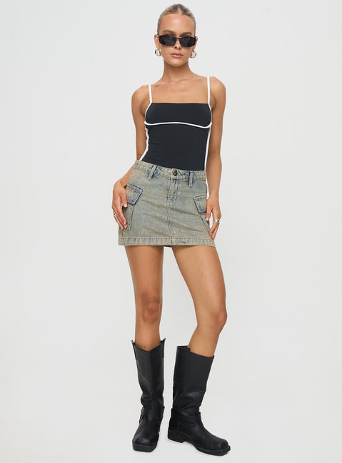 Black bodysuit white trim