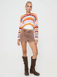Multi Knit sweater V neckline, cropped fit, distressed detail