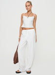 Top and pant set white Camisole top, adjustable straps, invisible zip fastening, relaxed fit, elasticated