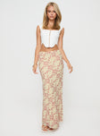 Floral maxi skirt Mid rise, invisible zip fastening at side