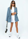 Oversized blazer in slate grey Double button fastening Twin front pockets Padded shoulders Lapel collar Split at back