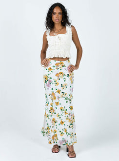 Maxi skirt Floral print Invisible zip fastening at side