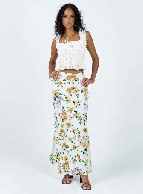 Maxi skirt Floral print Invisible zip fastening at side