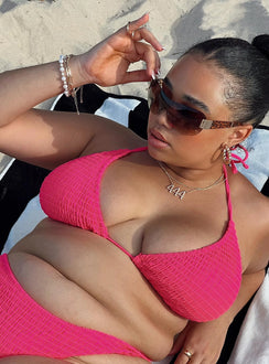 Bikini top Shirred design Removable padding Tie fastenings Fully lined