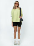 Green sweater Relaxed fit Ribbed knit material Wide neckline