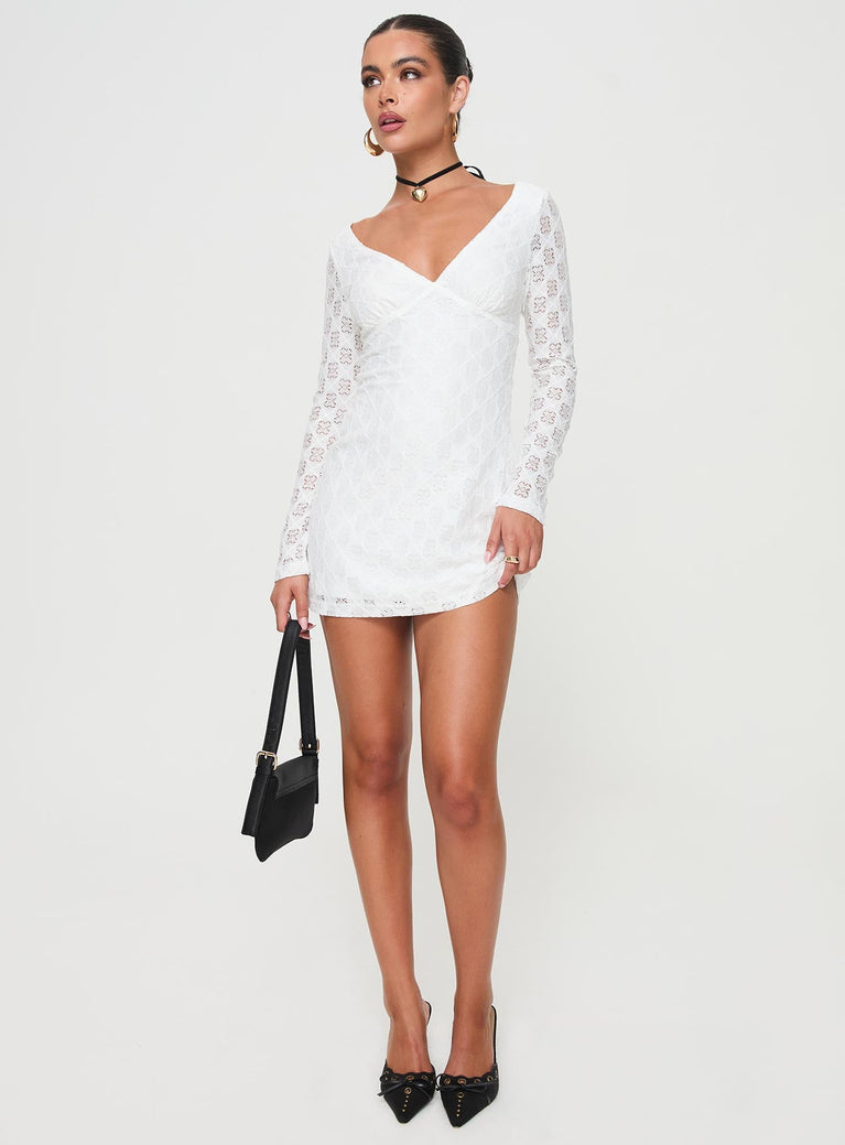 Zeus Long Sleeve Mini Dress White