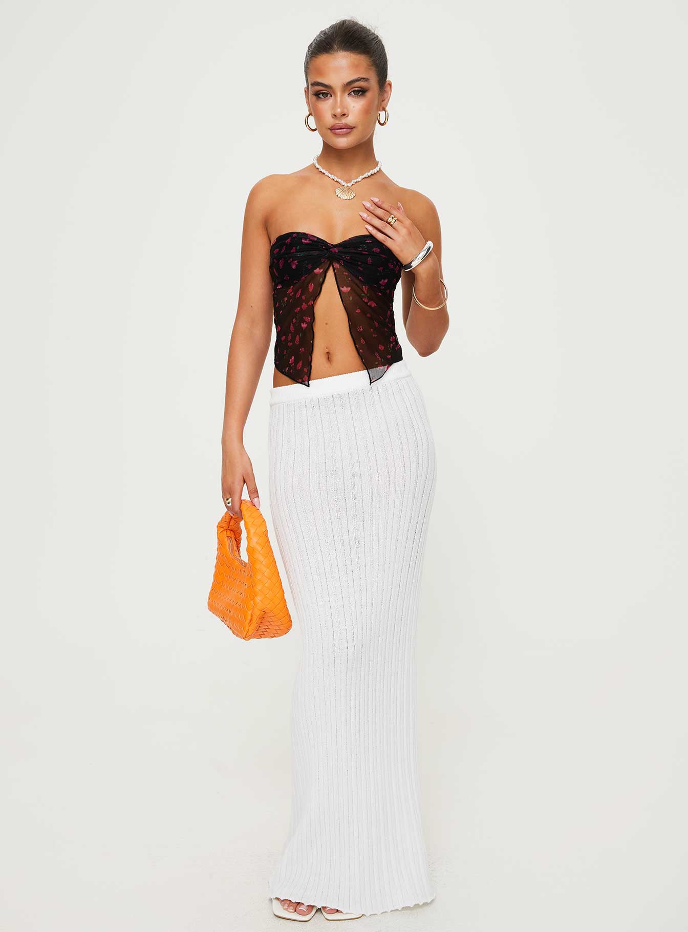 Mani Top Black Disty Floral