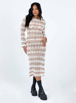 Long sleeve midi dress Sheer knit material
