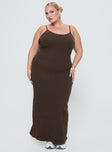Princess Polly Curve  Knit maxi dress Scoop neckline, adjustable shoulder straps  Good stretch, unlined  Princess Polly Lower Impact
