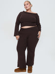 Princess Polly Curve  Mid rise knit pant Elasticated waistband, wide-leg, folded waistband Good stretch, unlined Princess Polly Lower Impact