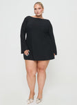 Princess Polly Curve  Long sleeve mini dress Slim fitting, low back with tie back fastening, slightly flared sleeves Good stretch, unlined  Princess Polly Lower Impact