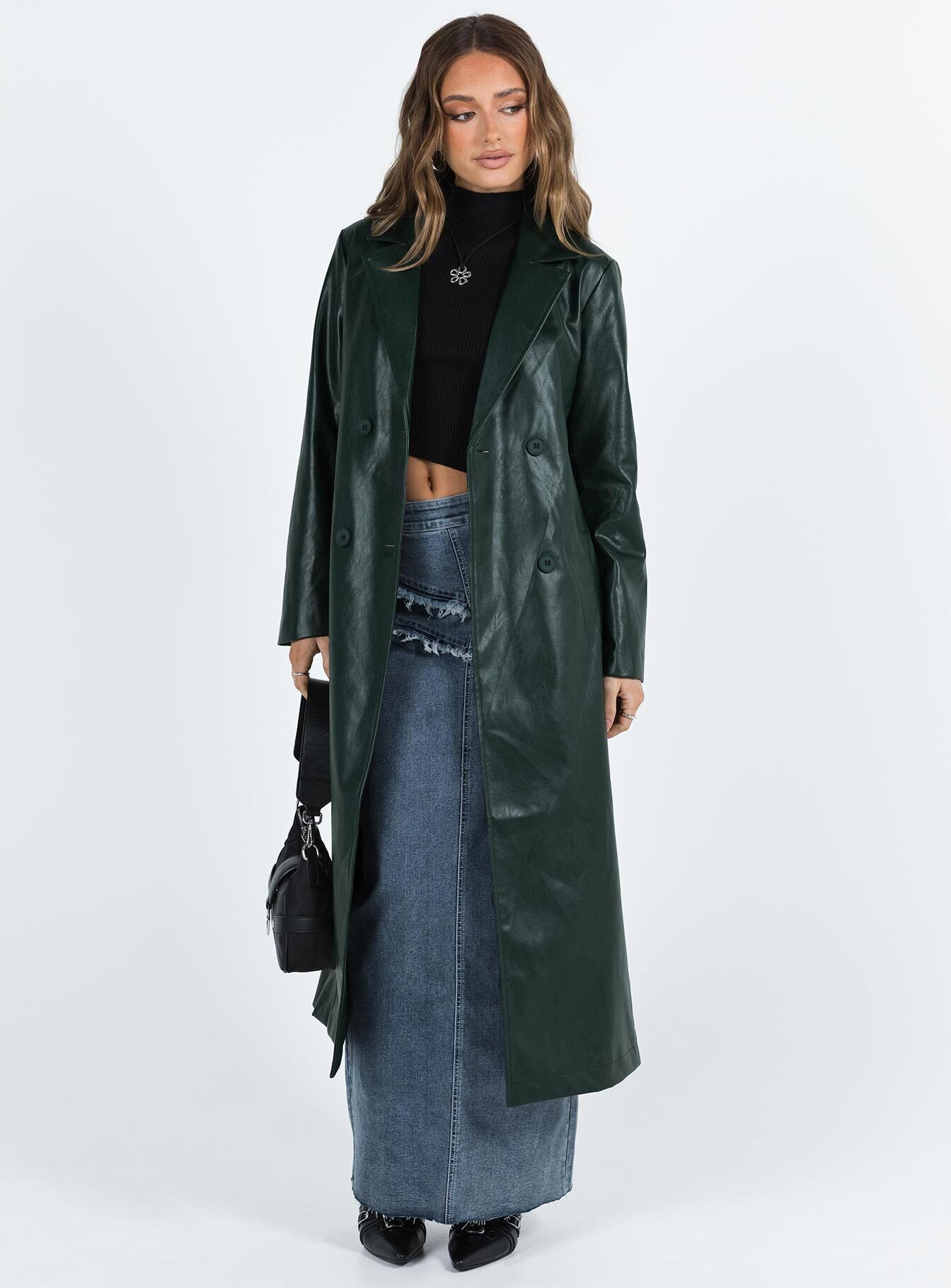 Barratt Faux Leather Coat Green
