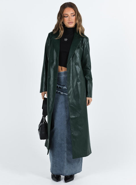 Barratt Faux Leather Coat Green